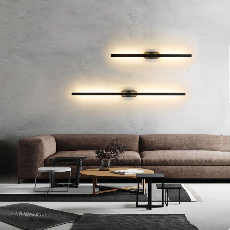 Zeitgenössischer Stil gerade Wandleuchten Metall 1 Leuchtet LED Wandhalterung in Schwarz