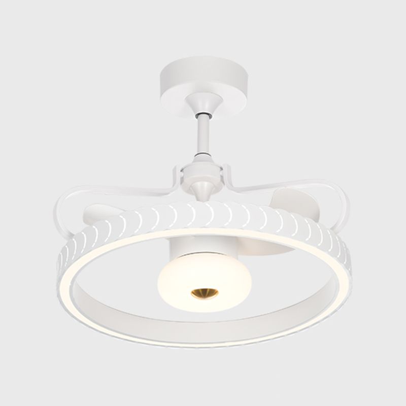26,5 "W Fernbedienung Crown geformtes LED -Lüfter Licht postmoderne Acryl Wohnzimmer Halbflush -Licht mit 3 Klingen