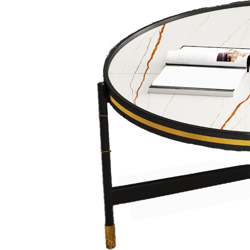 Round Slate 3 Legs Coffee Cocktail Table 2-Piece Coffee Table Set