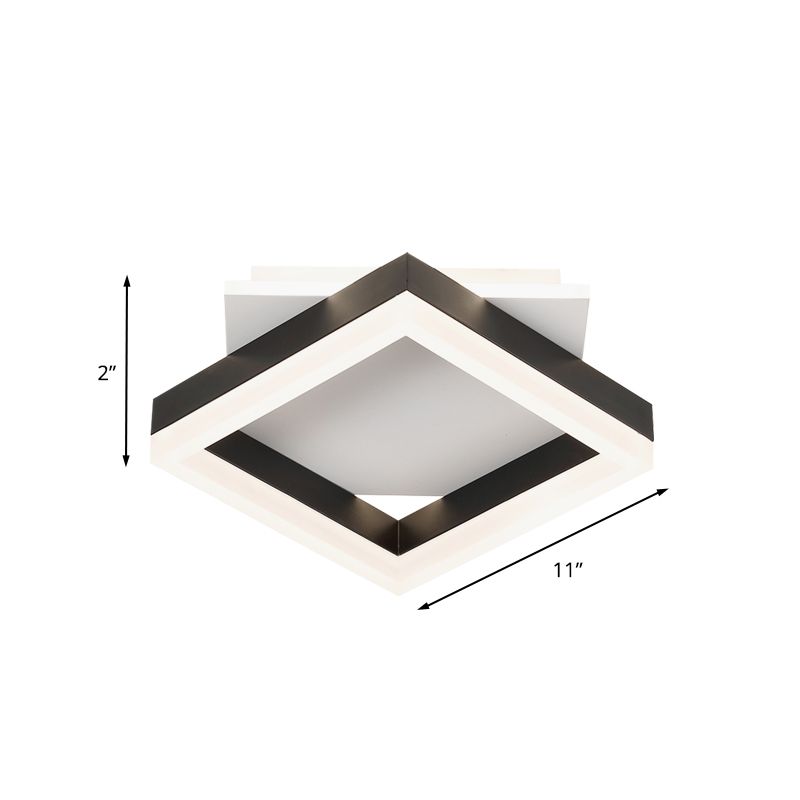 Zwart en wit plein Plafond Verlichting Hedendaagse Acryl LED Flush Mount voor Slaapkamer in Warm/Wit Licht