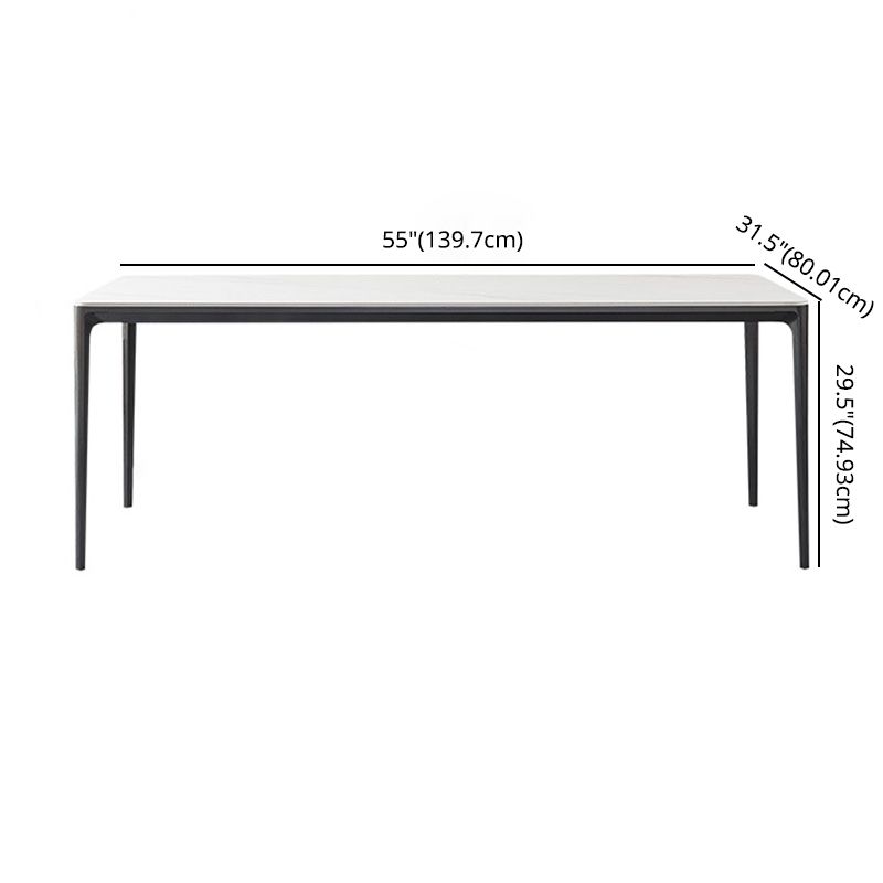 Minimalist Style Dining Table Set with Sintered Stone Table and PU Chairs