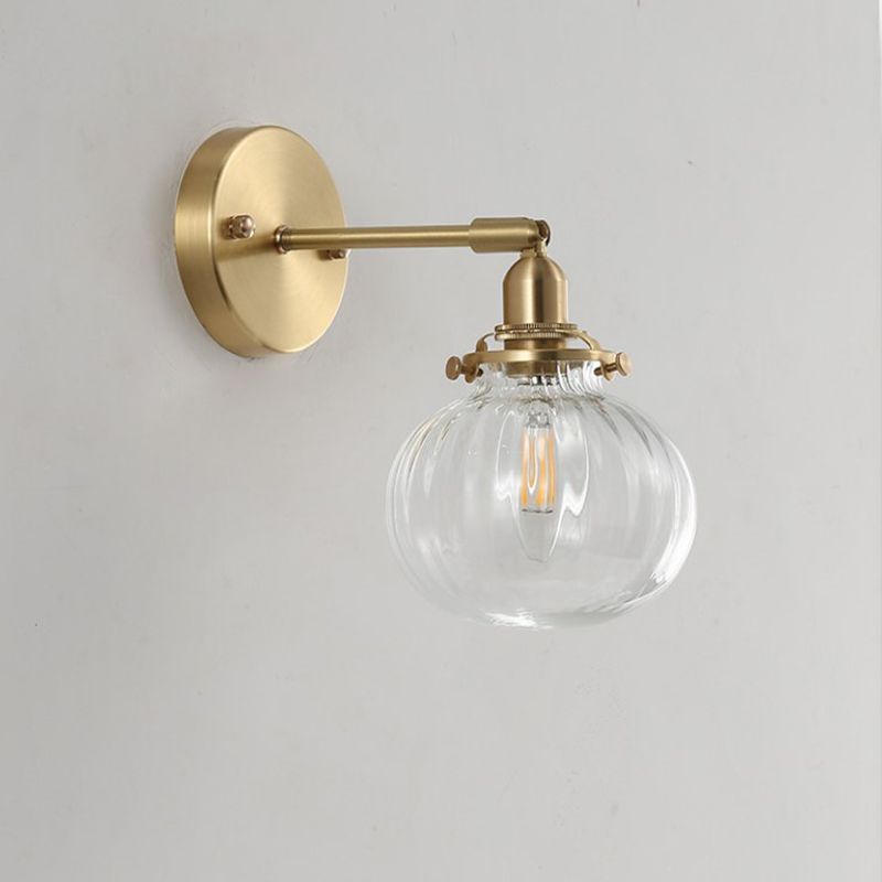 Minimalistische wereldwandlicht Champagne/Clear Prismatic Glass Single SCONCE -verlichtingsarmatuur in goud