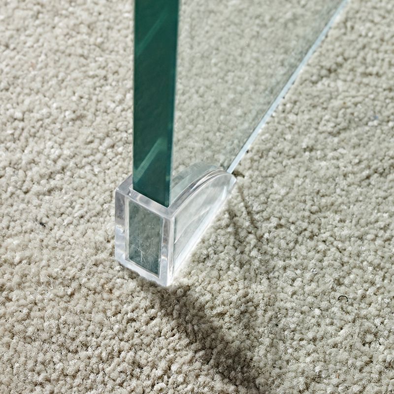 Contemporary Glass Square Side Table Sled End Table with Shelf