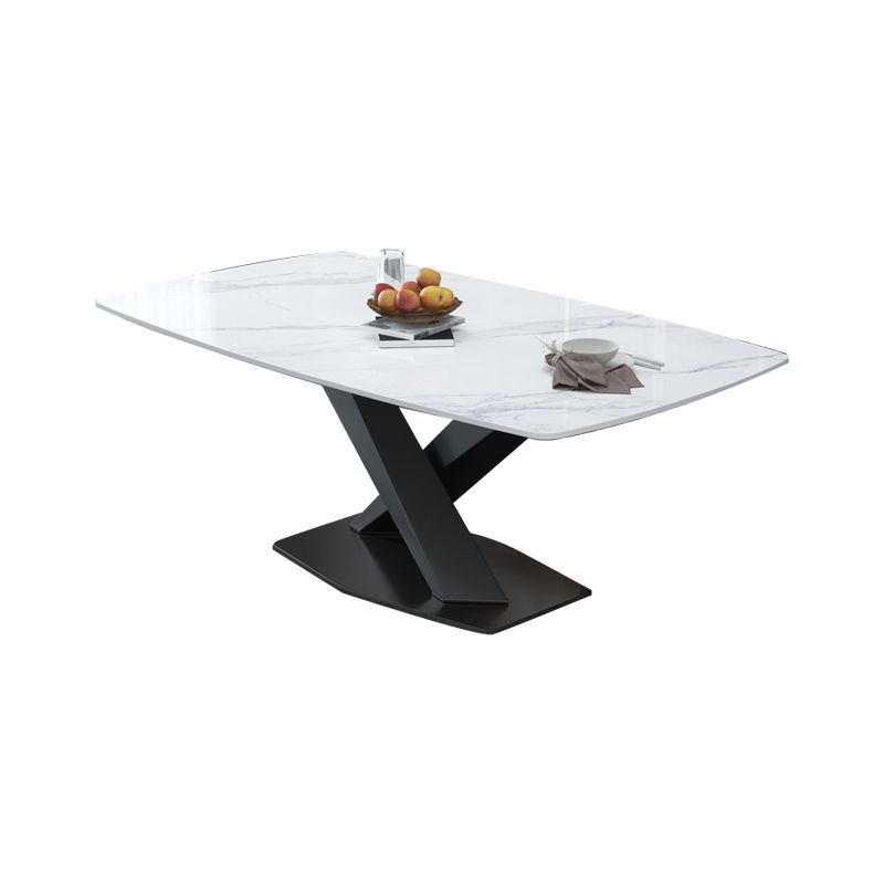 Glam Style Dinette Table Rectangle Stone Dining Room Table for Kitchen