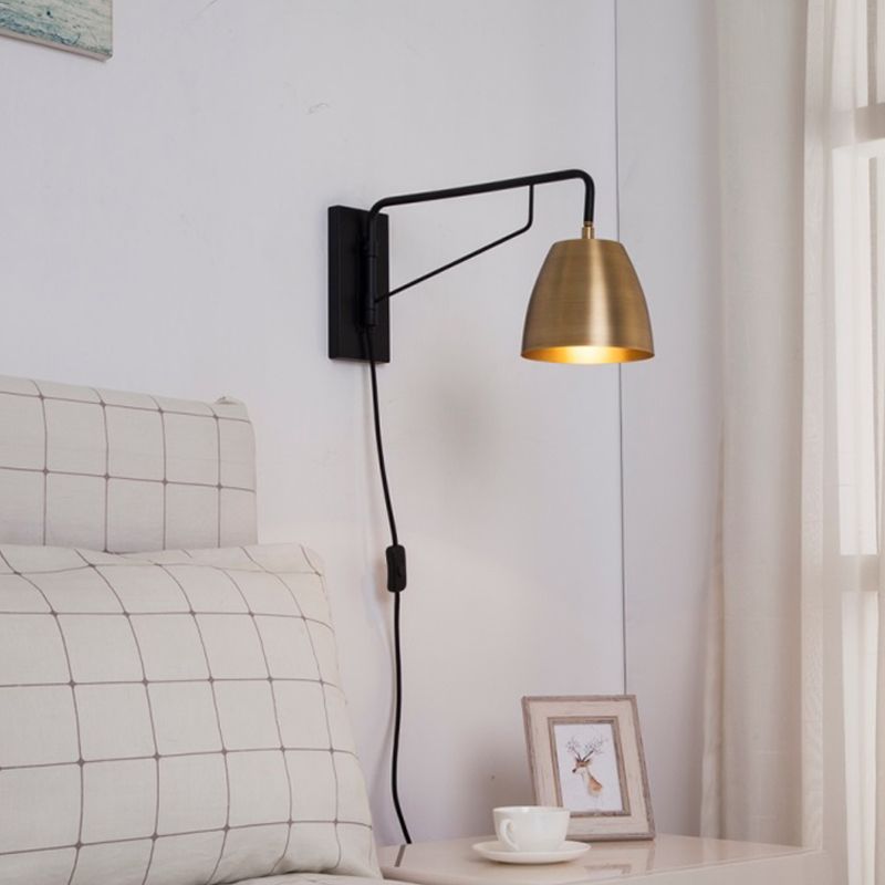 Accesorio de iluminación de pared de domo de metal contemporáneo 1 bombilla lámpara de latón para dormitorio