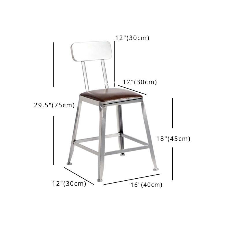 Industrial Square Iron Bar Stool Silver Footrest Bristol Stool
