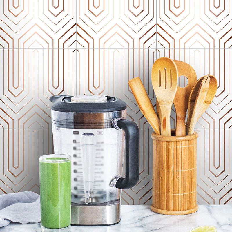 Stick On Arrow Wallpaper Panels PVC Contemporary Wall Decor in Brown on White for Kitchen