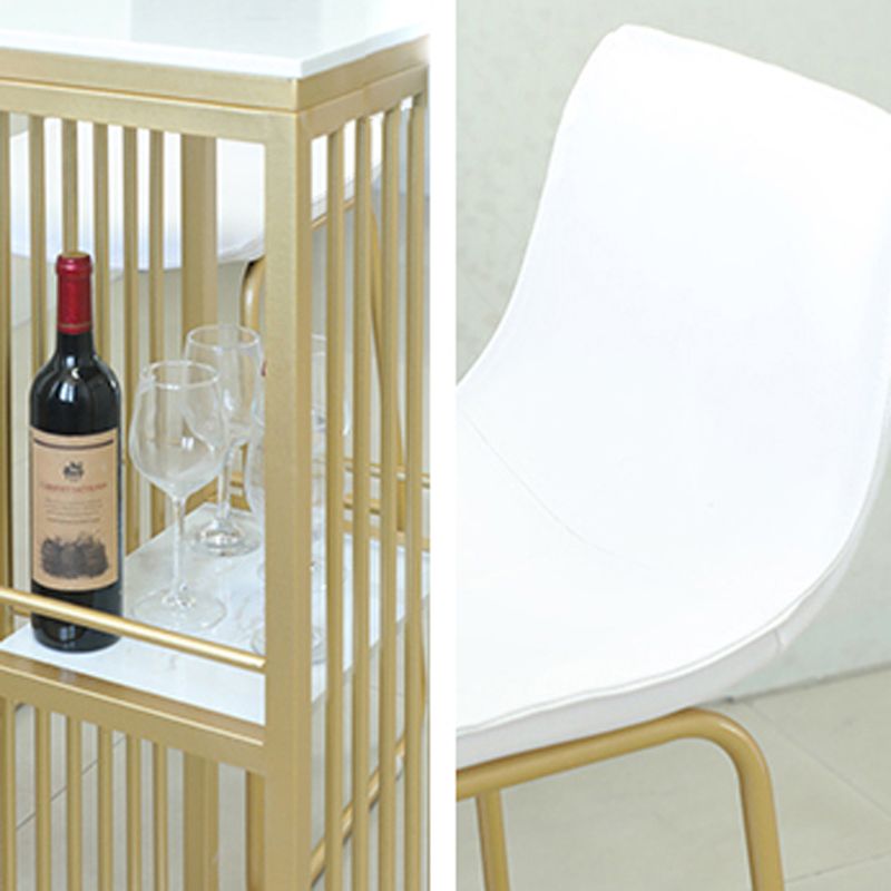 Glam Bar Table Set 1/4 Pieces Rectangle Stone Counter Table with High Stools for Balcony