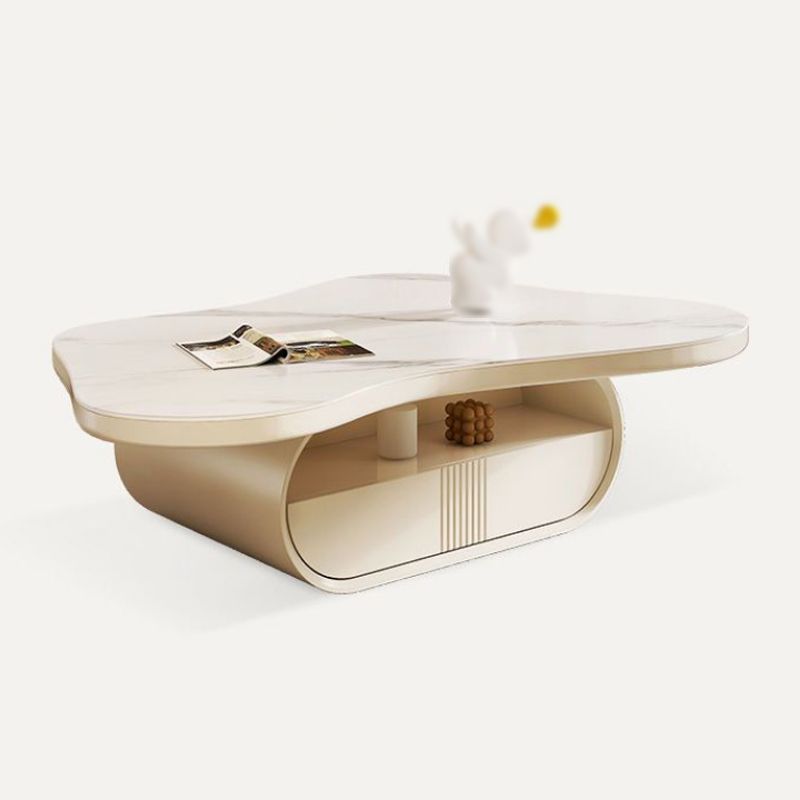 Modern Coffee Table Free Form Single Coffee Table with Storage Drawers