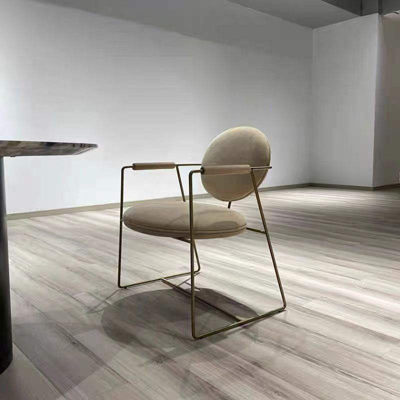 Contemporary Style Arm Chair Home Upholstered Chair with Metal Base