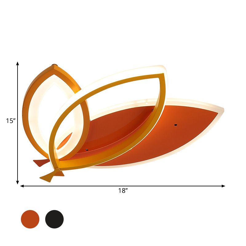 Leaves Design Acrylic Flush Mount Lighting Black/Orange LED Ceiling Light Fixture for Kid Bedroom