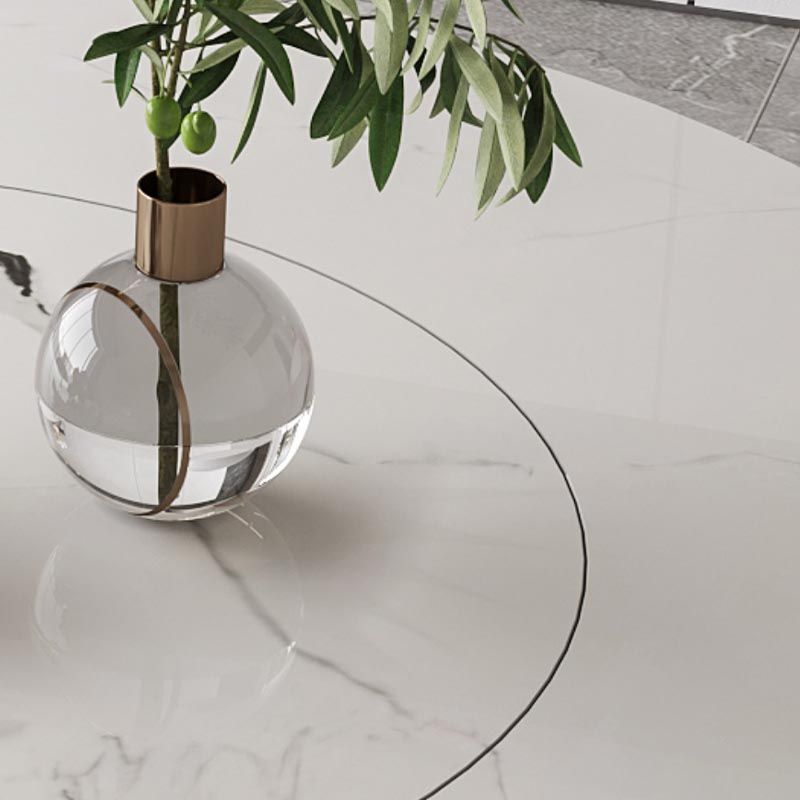 Round Dining Table Contemporary Dining Table with Stainless Steel Pedestal Base