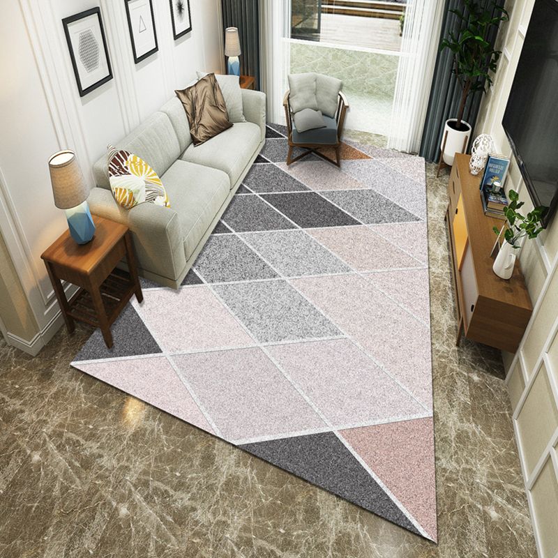 Modernist Geometric Block Rug Multicolor Synthetics Rug Stain Resistant Washable Non-Slip Rug for Family Room