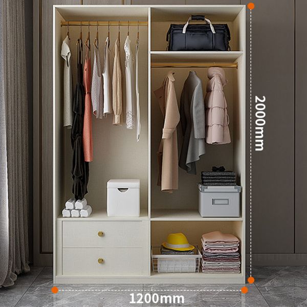 White Wooden Wardrobe Cloth Rod Included Wardrobe Closet for Home