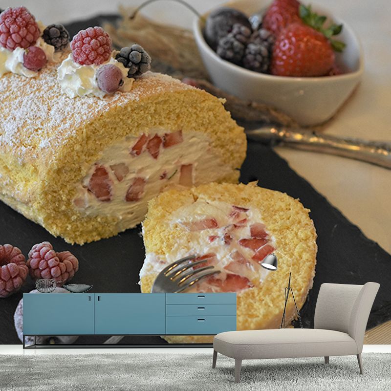 Different Desserts Cake Mural Wallpaper for Dessert Shop, Made to Measure