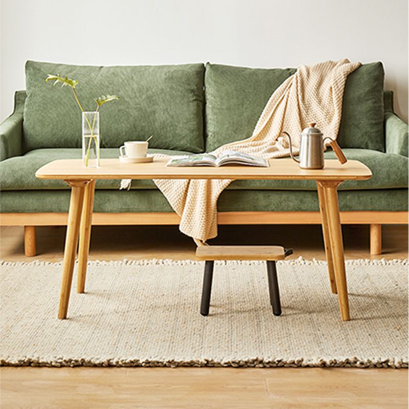 Nordic Simple 1 Single Coffee Table Rectangular Bamboo 4 Legs Cocktail Table