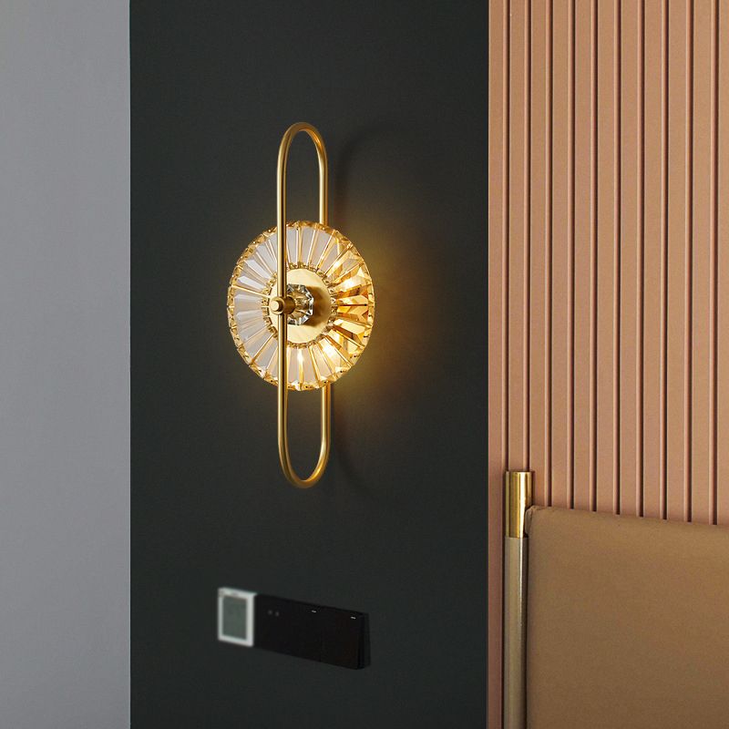 2 / 3 - Light Wall Light Solid Brass and Crystal Post Modern Wall Sconce