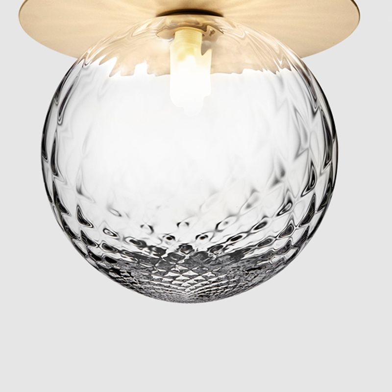 Lámpara de techo de cristal Globe, montaje empotrado de hierro forjado de estilo moderno y conciso para pasillo