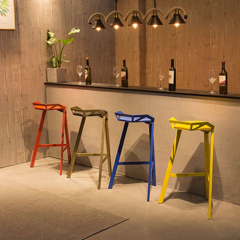 Modern Geometric Bar Stool Footrest Bristol Counter and Bar Stool with Iron Legs