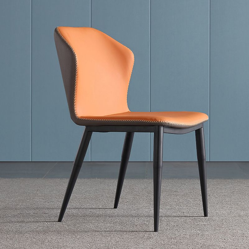 Industrial Design Wingback Armless Chairs Faux Leather Side Chair