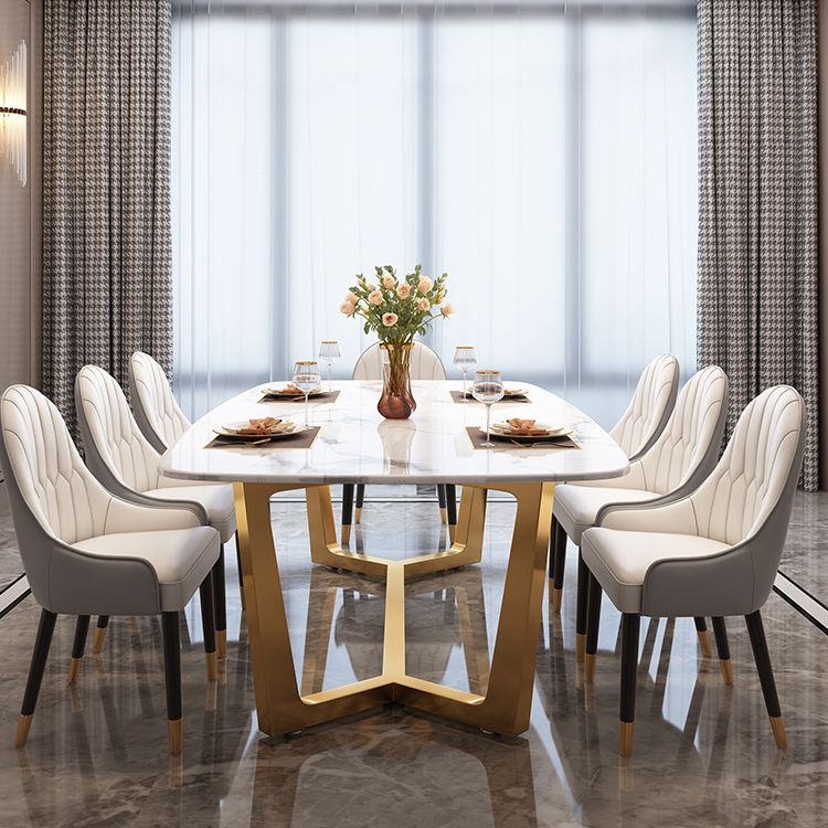 Modern Marble Top Dining Set Rectangle 1/2/5/6/7 Pieces Dining Room Table Set