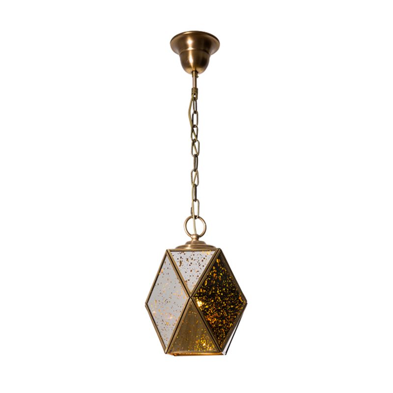 Polished Brass Metal Modern & Contemporary Pendant Lighting Single Geometric Ceiling Light with Adjustable Height