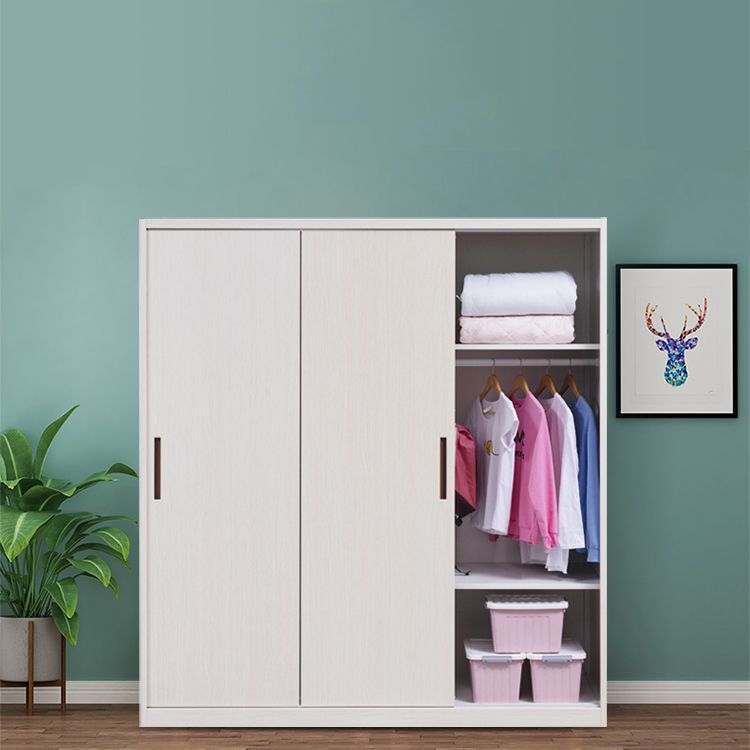 Contemporary Two Doors Wardrobe Armoire Steel Wardrobe Closet