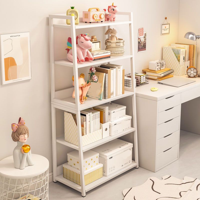 11.8"W Metal Ladder Shelf Bookcase Modern Vertical Open Back Book Shelf