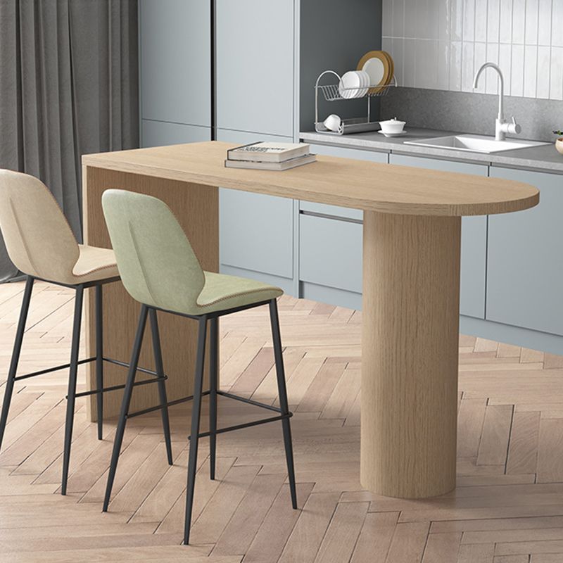 Contemporary Wood Bar Table Bistro Bar Desk with Double Pedestal