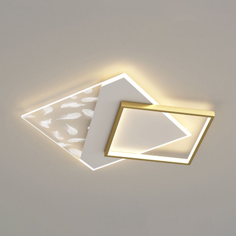 Moderne quadratische Deckenleuchte aus Metall mit 2 Leuchten für das Wohnzimmer