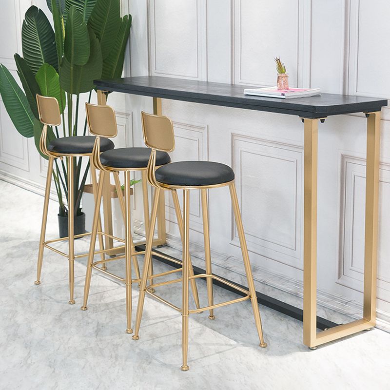 Leather Bar Stool Glam Armless Counter Stool for Living Room