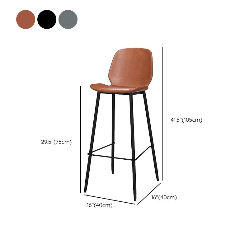 Modern Style Low Back Bar-stool Pu Leather Counter Bar Stool with Metal Legs for Home