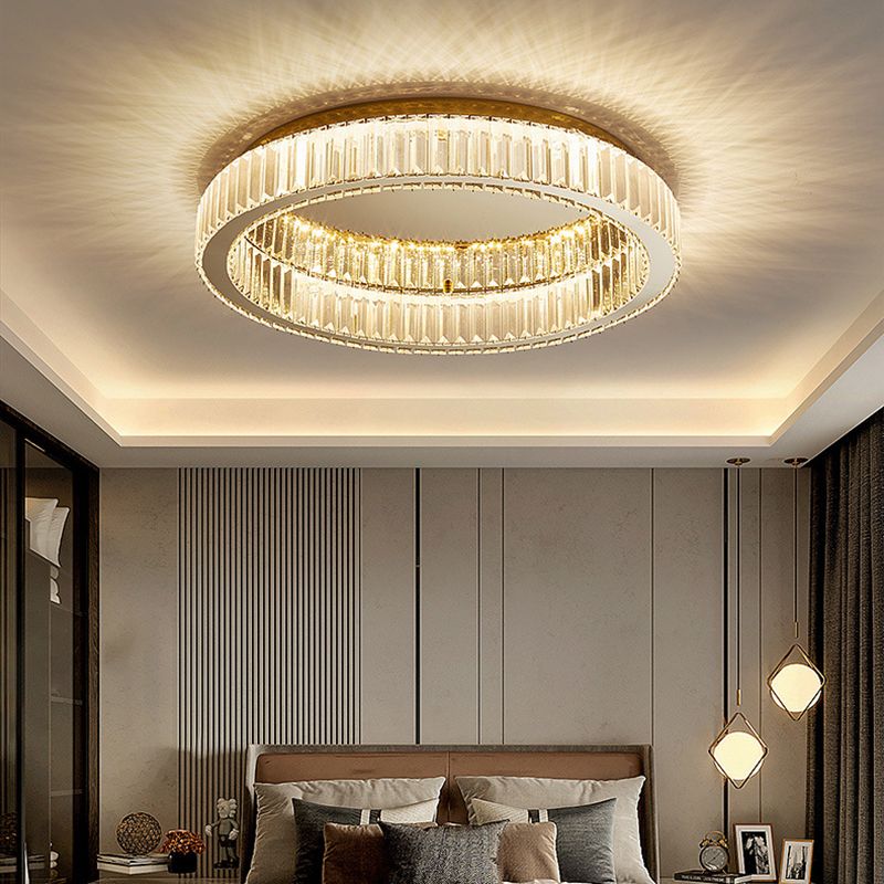 Modern Fashionable LED Ceiling Fixture Stainless-Steel Flush Mount with Crystal Shade