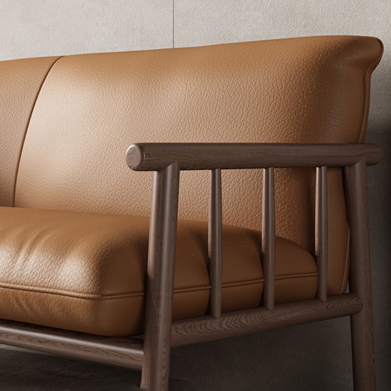 Faux Leather Modern Sofa Square Arm 29 "W Tight Back Sofa for living room
