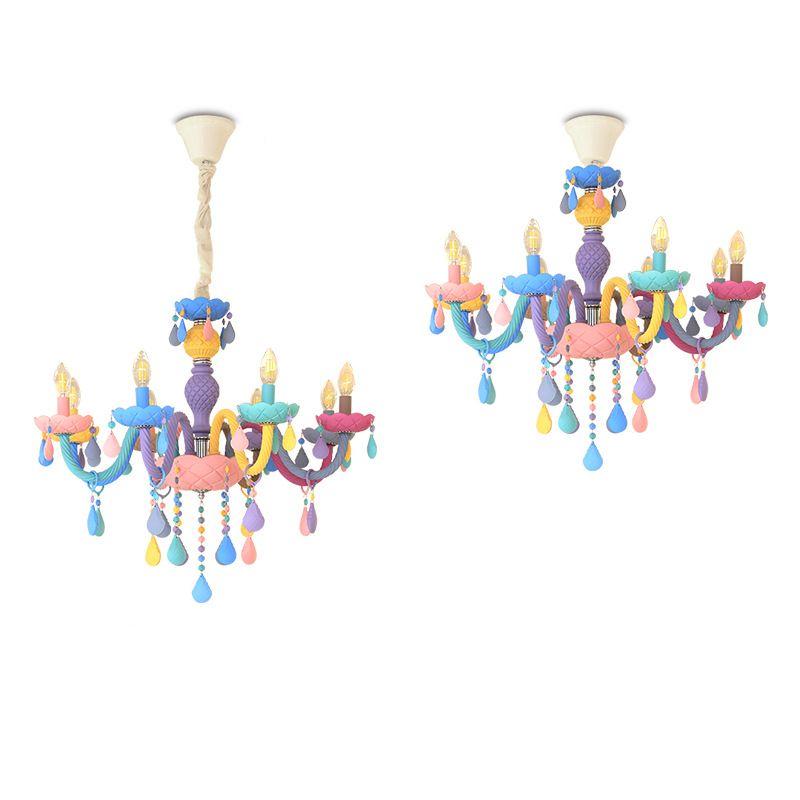 Veelkleurige kaarsenvormige kroonluchter lichte meid slaapkamer macaron verlichting hanger