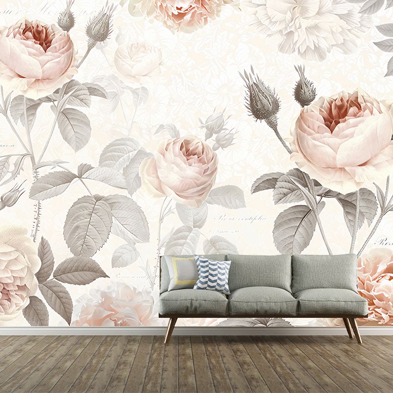 Water-Resistant Elegant Roses Wall Art Personalized Size Contemporary Wall Mural for Accent Wall