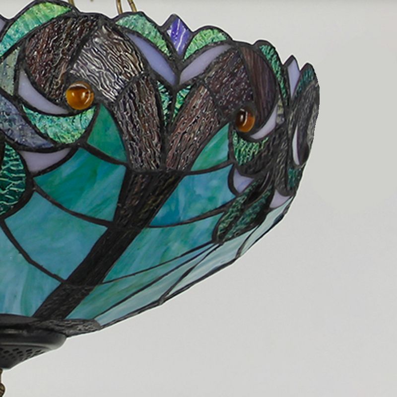 Ciotola invertita lampadario dispositivo di appuntamento a pendente in vetro colorato tiffany