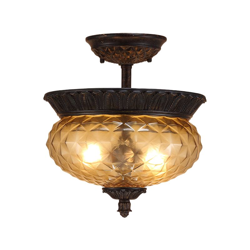 2 lichten urn schaduw semi spoel licht landschap zwarte afwerking prismatische glazen plafondmontage voor eetkamer