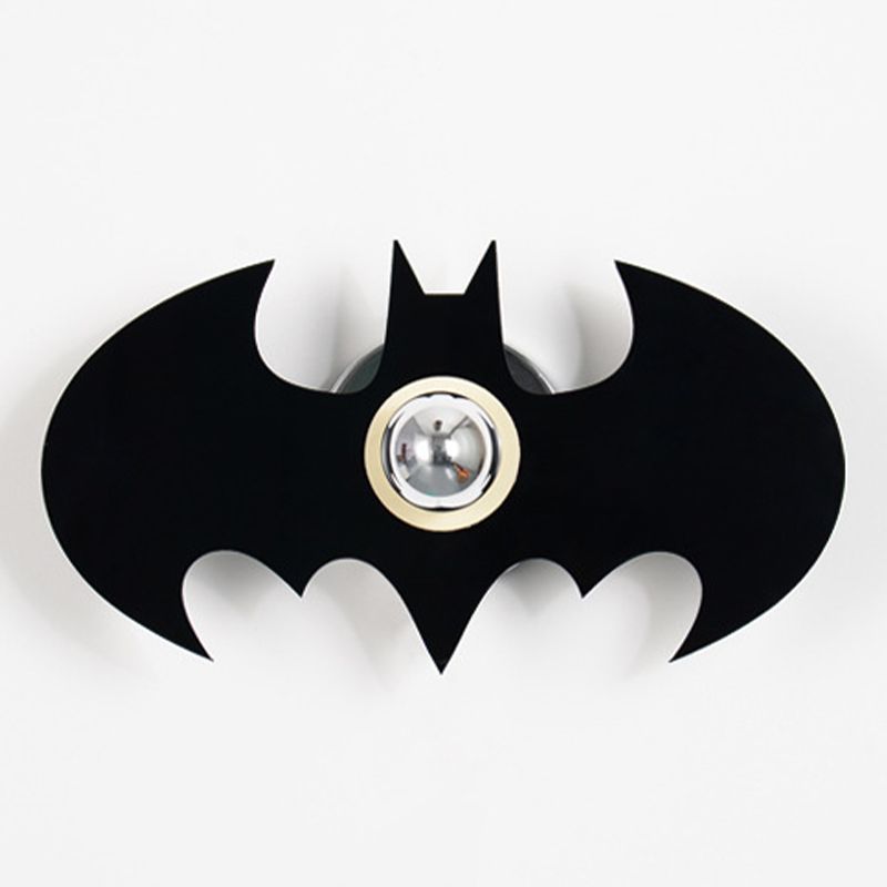 Black 1 Light Wall Sconce Acrylic Batman Wall Light Fixture for Kids Room