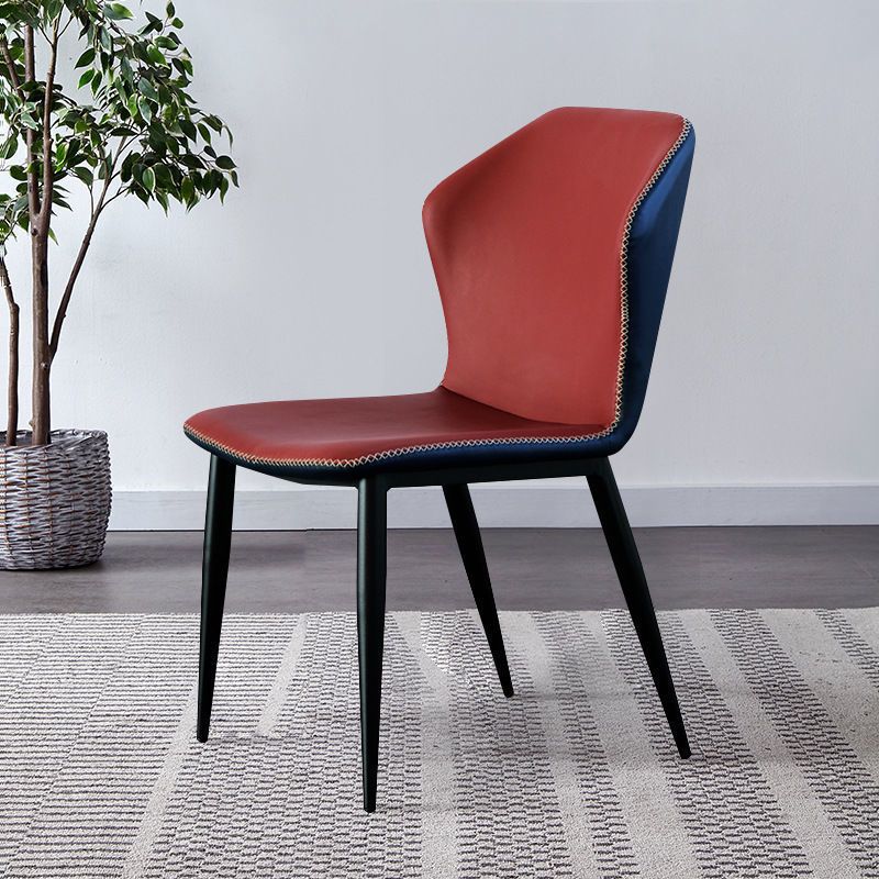 Faux Leather Dining Chair Industrial Style Wingback Side Chair