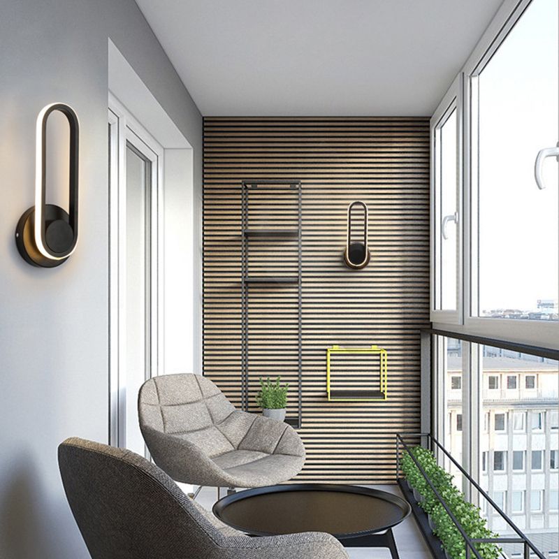 1-Light Oval Wall Mount Light Modern Style Metal Wall Lighting Ideas