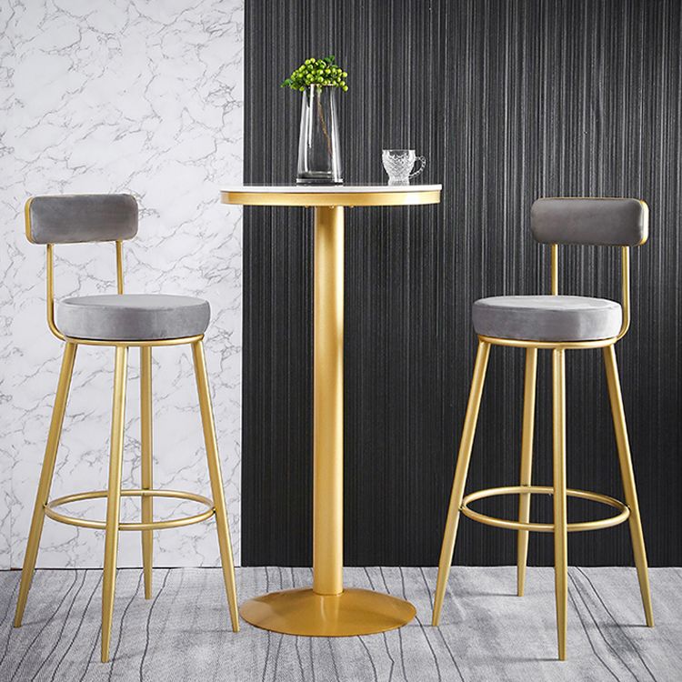 Scandinavian Round Low Back Barstools Upholstered Bar Stools