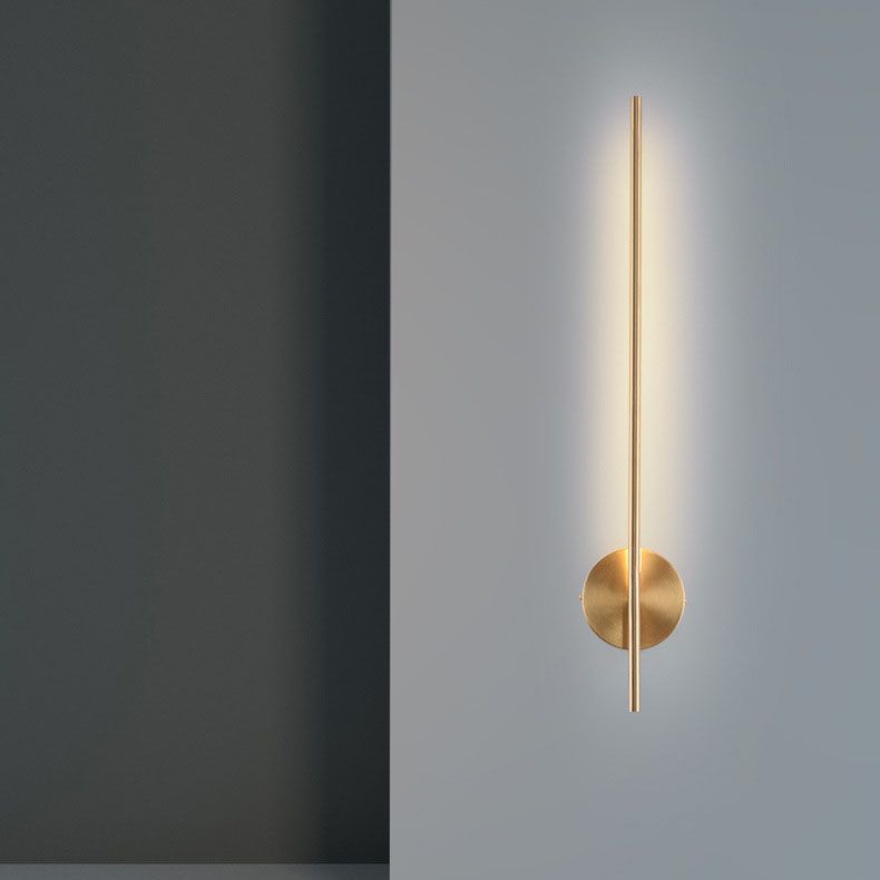 Lámpara de pared lineal de cobre dorada. Lámpara de apliques contemporánea para sala de estar