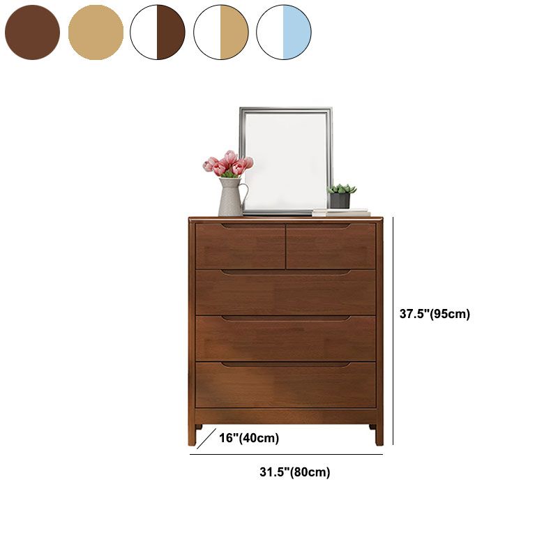 16" W Rubber Wood Storage Chest Modern Dresser with Drawers for Bedroom