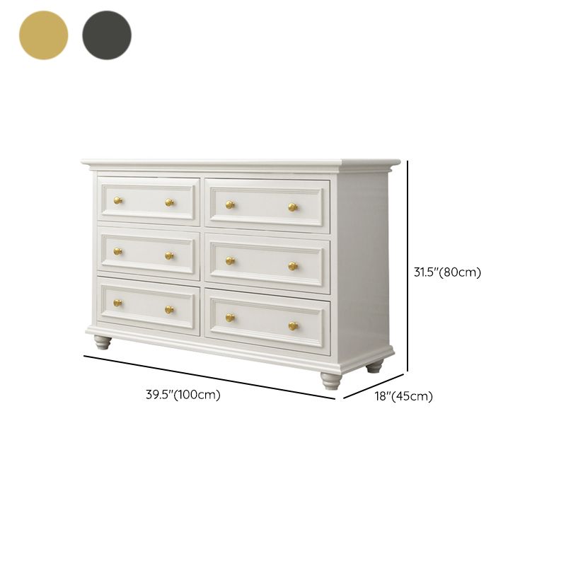 Glam White Wooden Horizontal Storage Chest with Drawers for Home