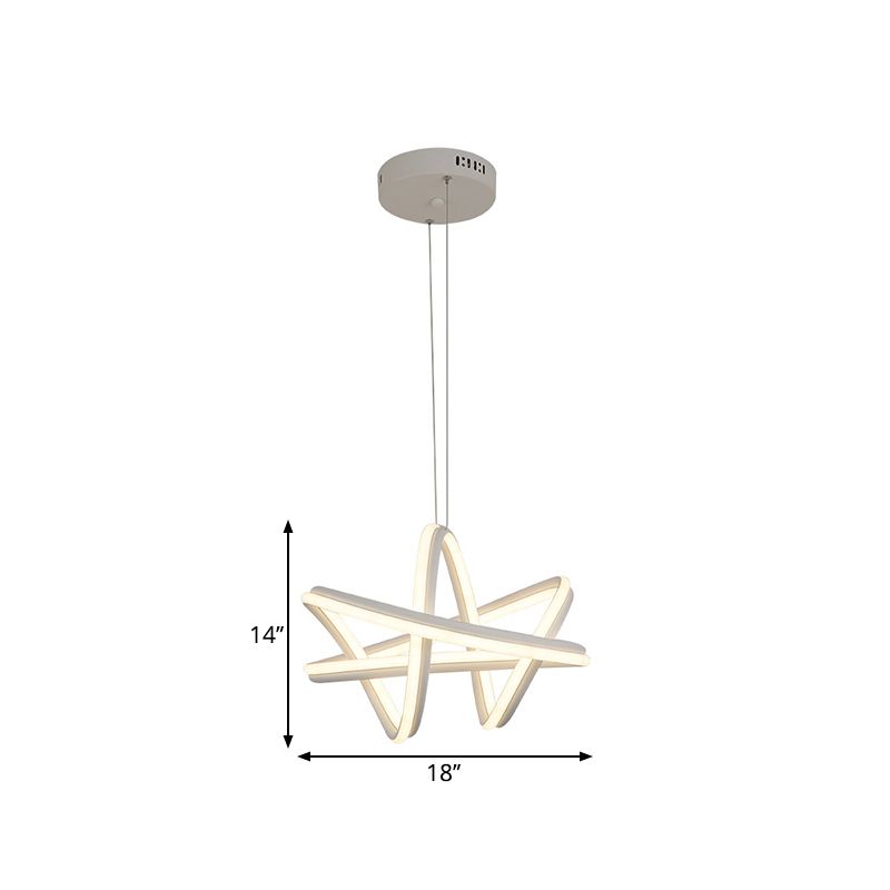 Wit Twisted Linear Hanging Lamp Kit Eenvoudig LED -metalen plafond kroonluchter in warm/wit licht