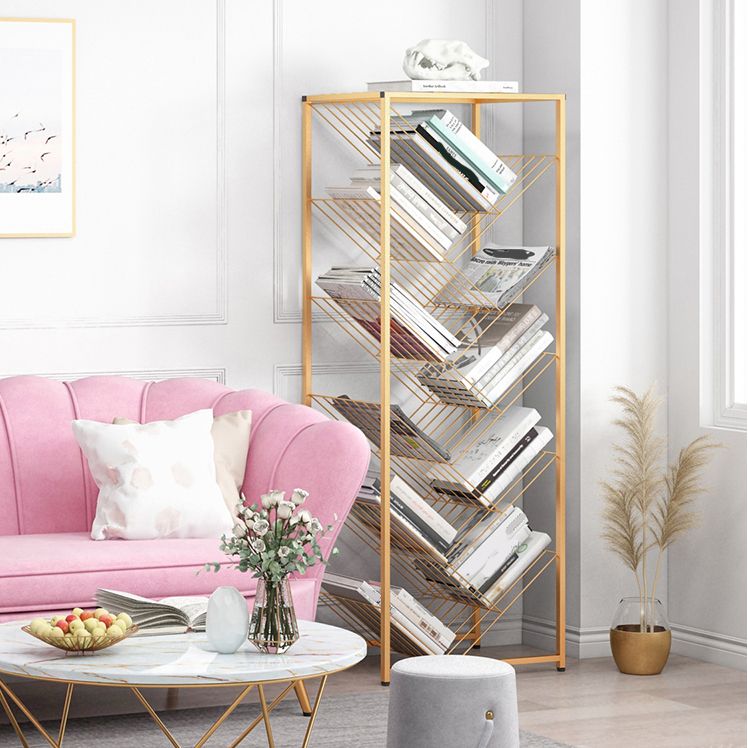 Modern Style Bookcase Open Back Metal Vertical Bookshelf for Home