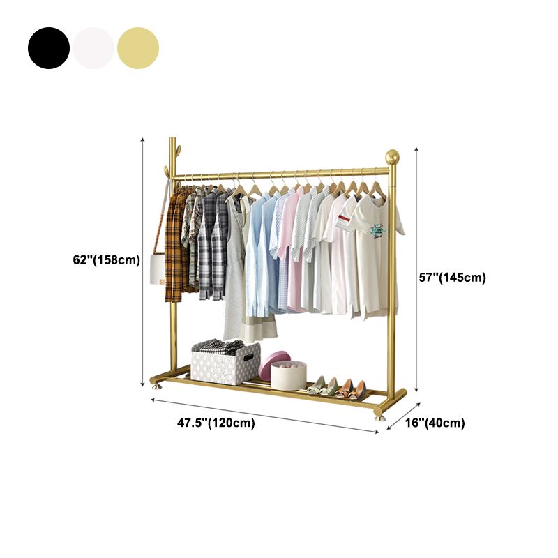 Modern Entryway Kit Metal Hanging Rail Lower Shelf and 2 Hooks Coat Hanger