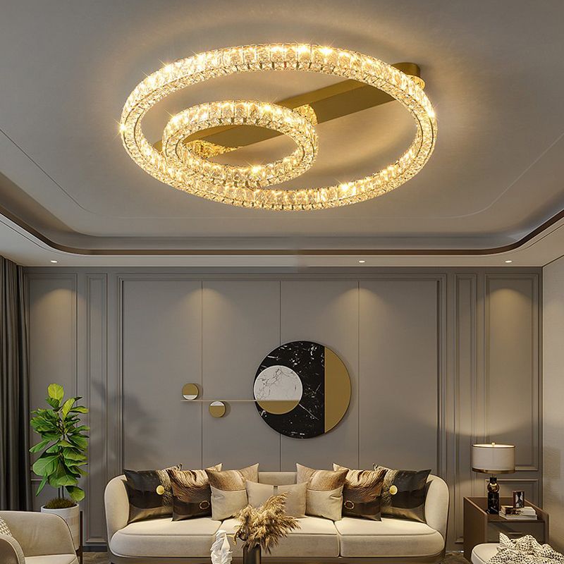 Luminaires encastrés contemporains Lampes encastrées circulaires en cristal en or