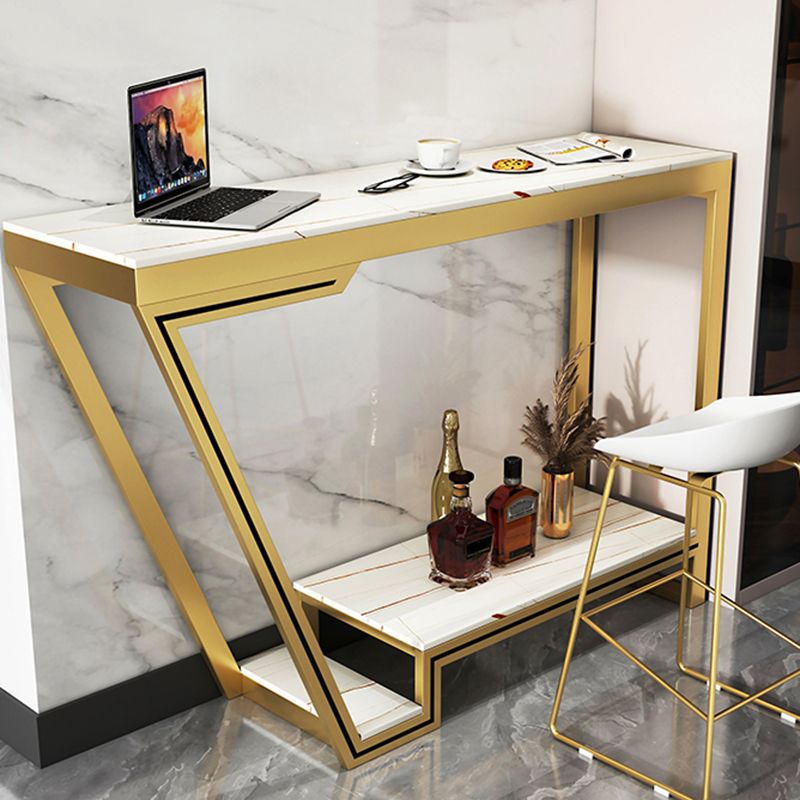 Glam Bistro Bar Table Rectangle Sintered Stone Bar Table for Living Room